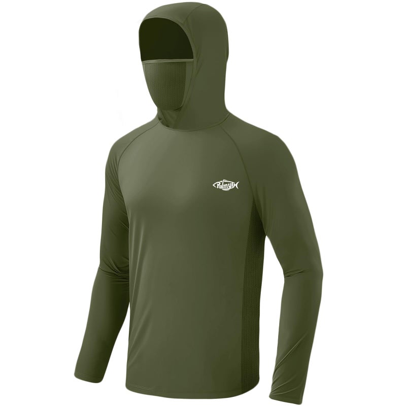 Palmyth Fishing Hoodie for Men Long Sleeve Sun Protection UV UPF 50+ Shirts(Military/Trout Crushing - Image 2